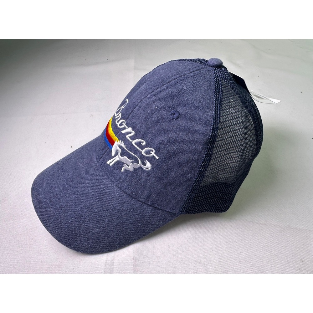 NWT Ford Bronco Trucker Hat Navy Blue Rainbow Stripe Mesh‎ Snapback Retro Style